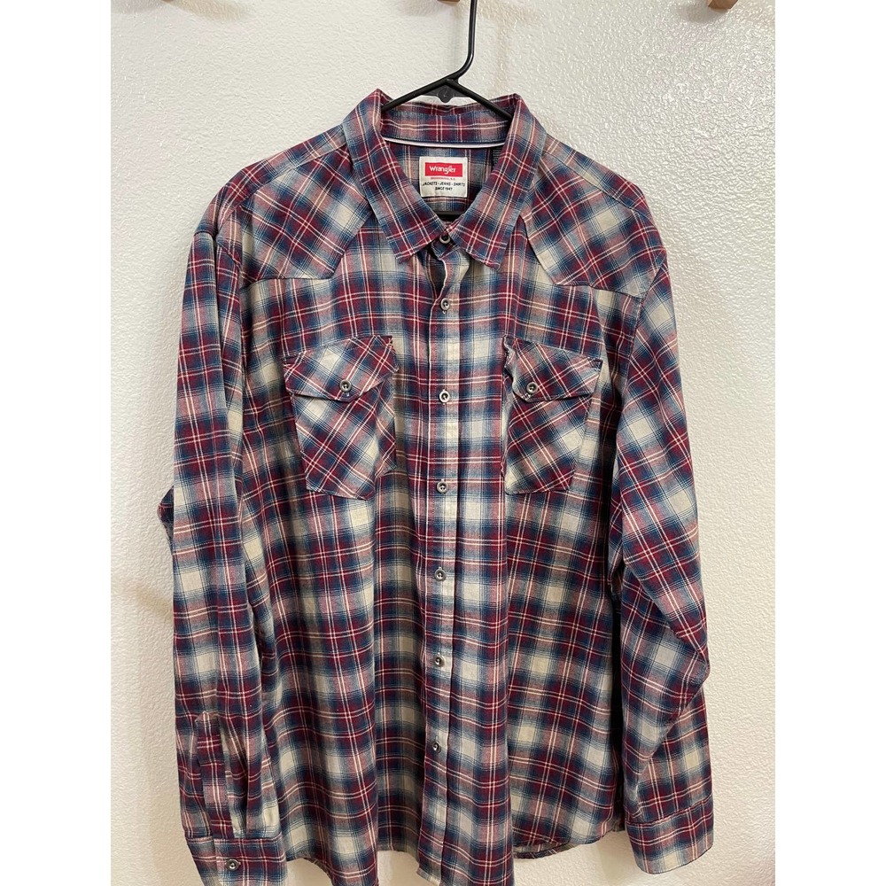 Wrangler Button Up Plaid Long Sleeve Shirt  2XL